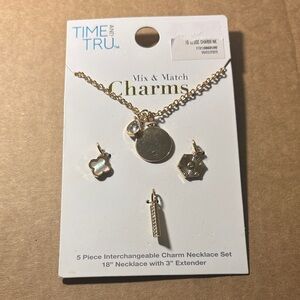 Fashionable Time and Tru Gold color Mix & Match Charm Necklace 5 pieces